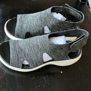 Clarks Cloudsteppers Knit Wedge Sandals - Marin Sail, BLACK US 5M